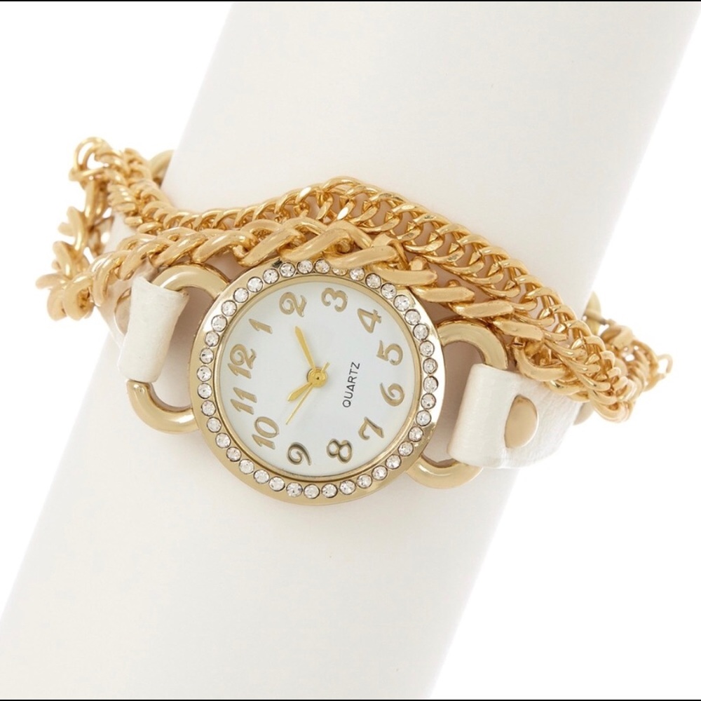 🔥 Gold & White Layered Watch 🔥